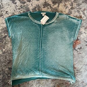 Sundance Teal Velvet Short Sleeve Top